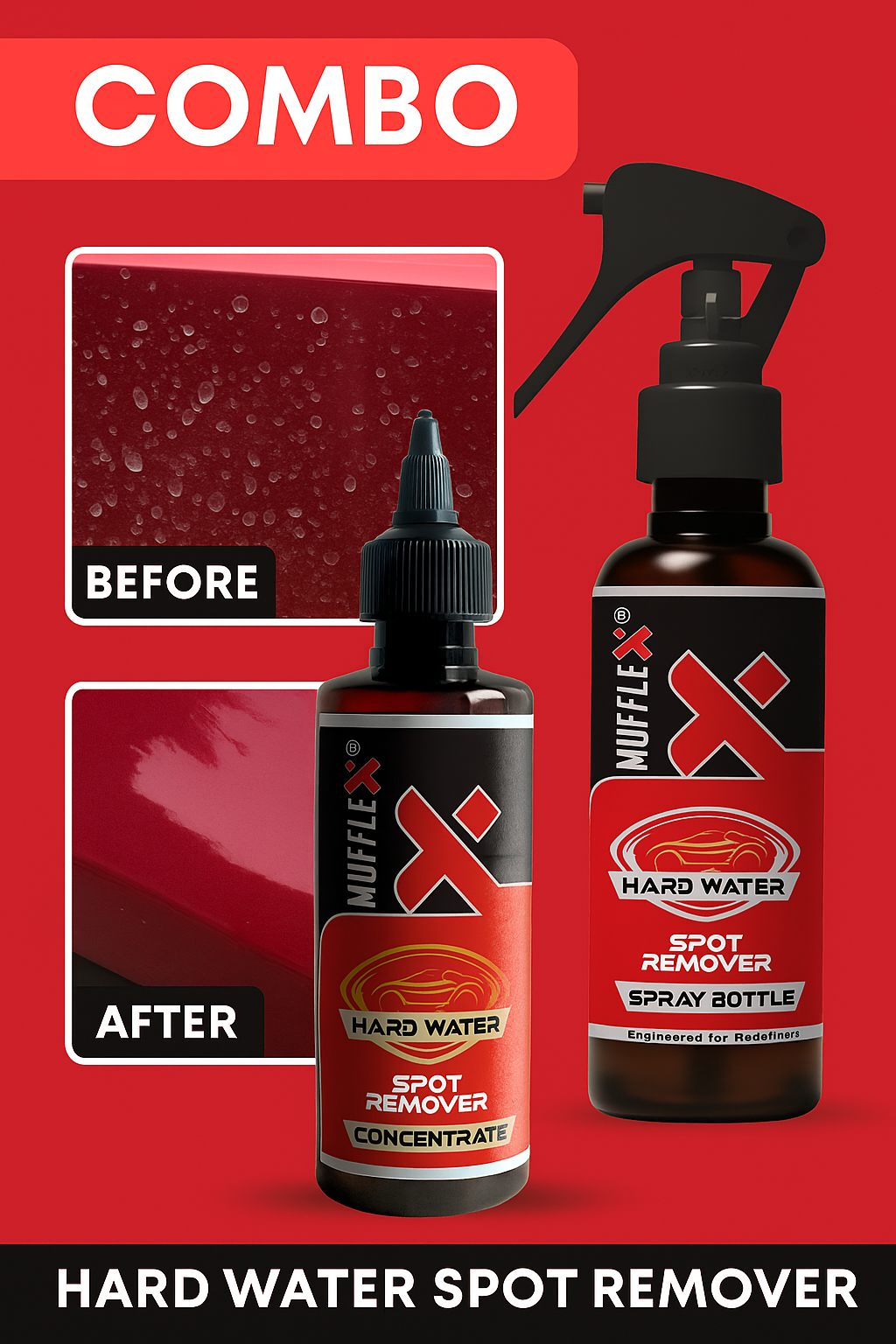 Mufflex Car Care | Hard Water Stain Remover Powerful Descaler Concentrate (Powerful Combo)