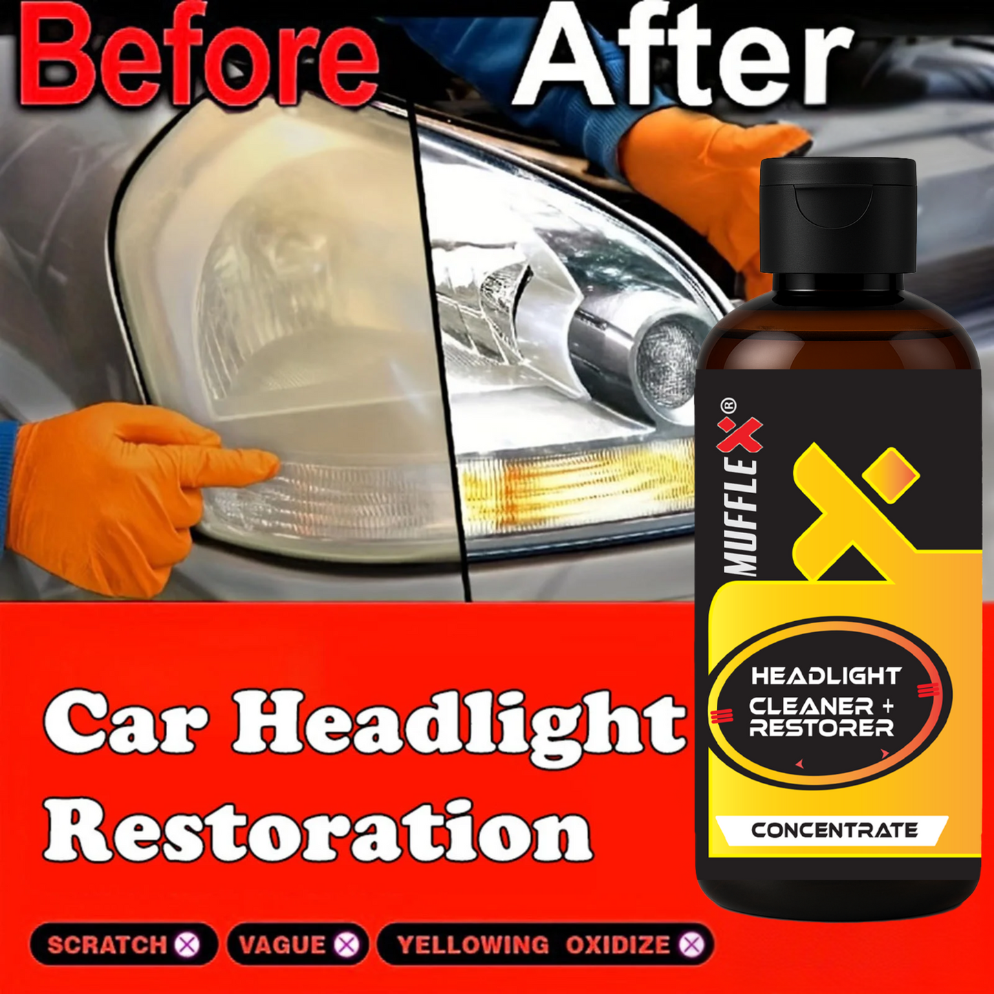 Complete HEADLIGHT Cleaner + Restorer- PACK OF 3