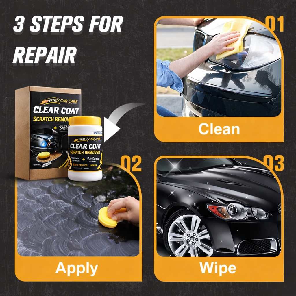 CLEAR COAT SCRATCH REMOVER + SHINER-  PROFESSIONAL GRADE FORMULA