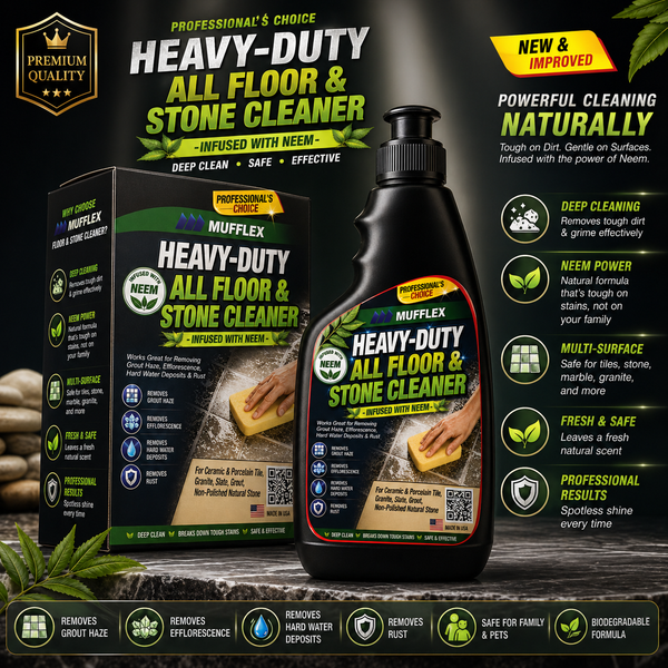 Heavy Duty Floor & Stone Cleaner with Neem | Removes Hard Water Stains, Grout Haze, Rust & Efflorescence | Deep Cleaning Multi-Surface Tile Cleaner | Professional Grade