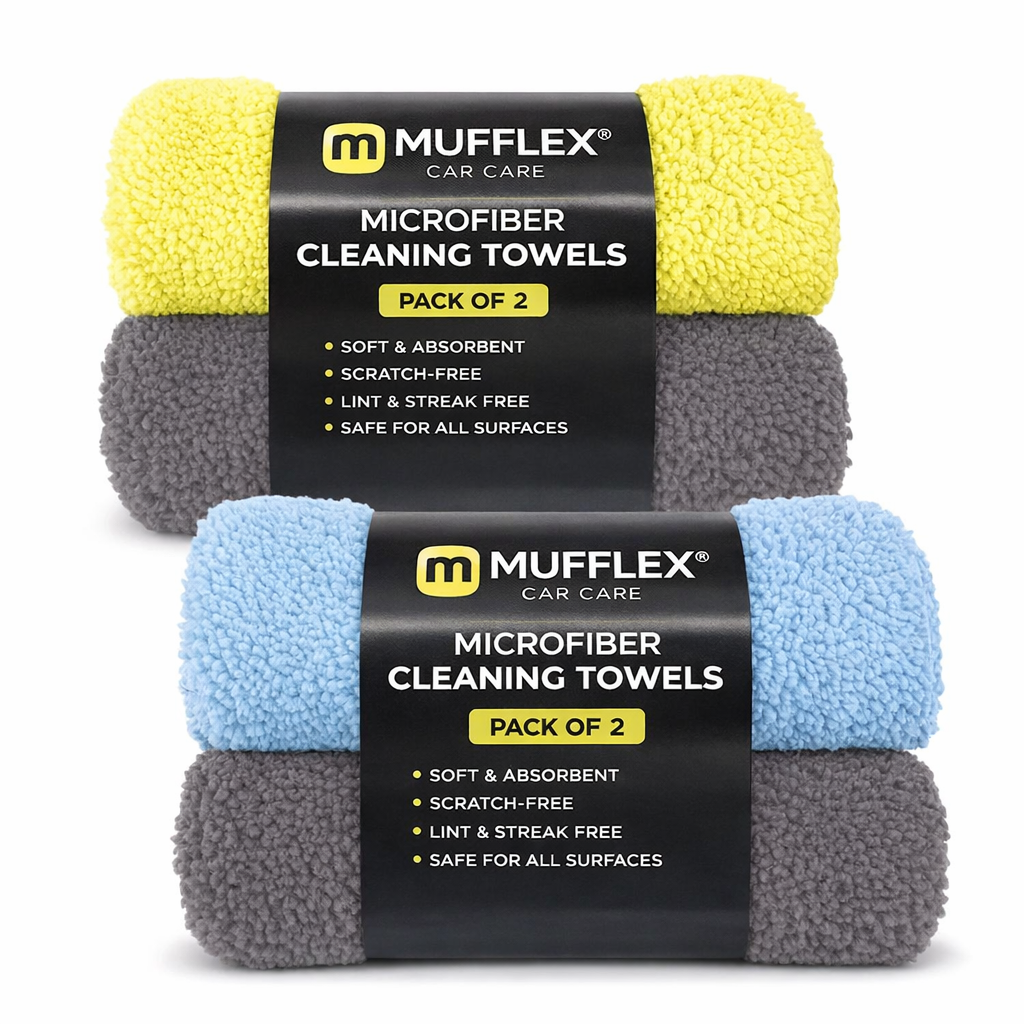 Edgeless Microfiber Towels for Cars – 2PCS (40X40) - 540 GSM - Super Soft Detailing & Buffing – Scratch-Free & Absorbent Microfiber Cleaning Cloths for Car Polishing