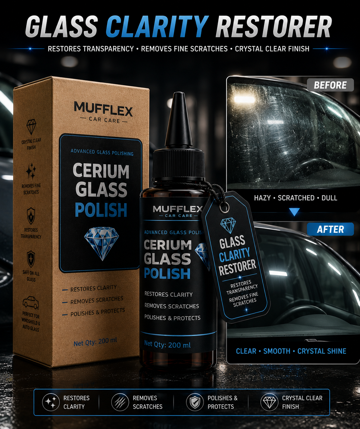 Cerium Glass Polish Advanced Glass Polishing | Crystal Clear Finish