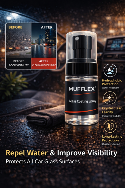 Mufflex® Glass Coating Spray – Hydrophobic Car Glass Protection | Water Repellent & Crystal Clear Shine