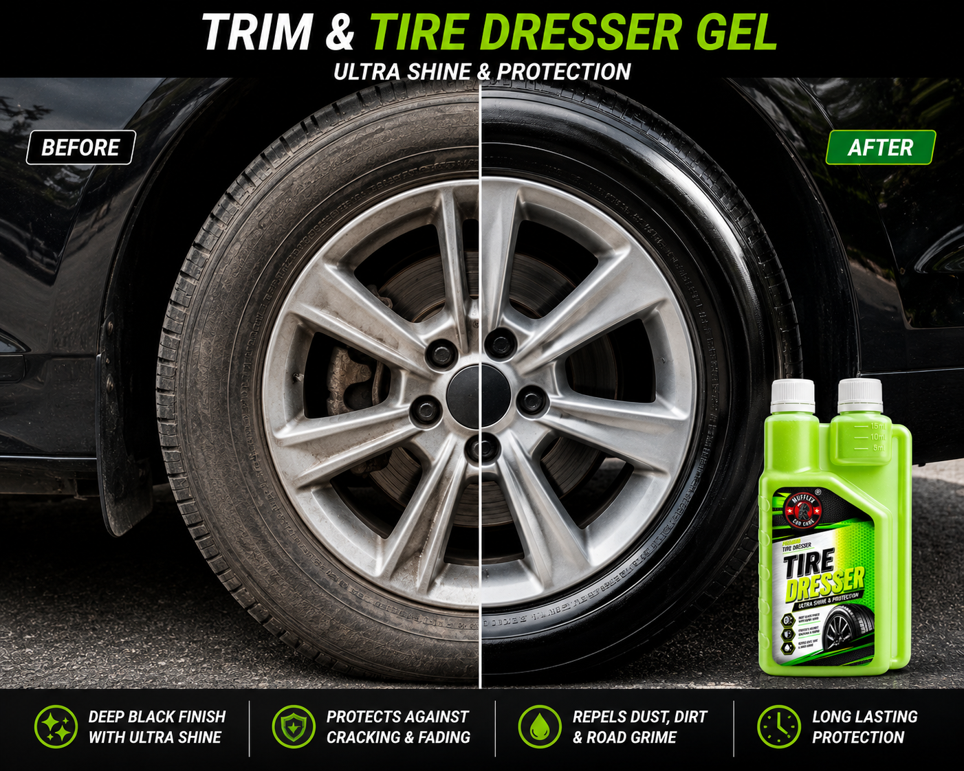 MUFFLEX Tire Dresser- Ultra Shine & Long Lasting Tire Protection