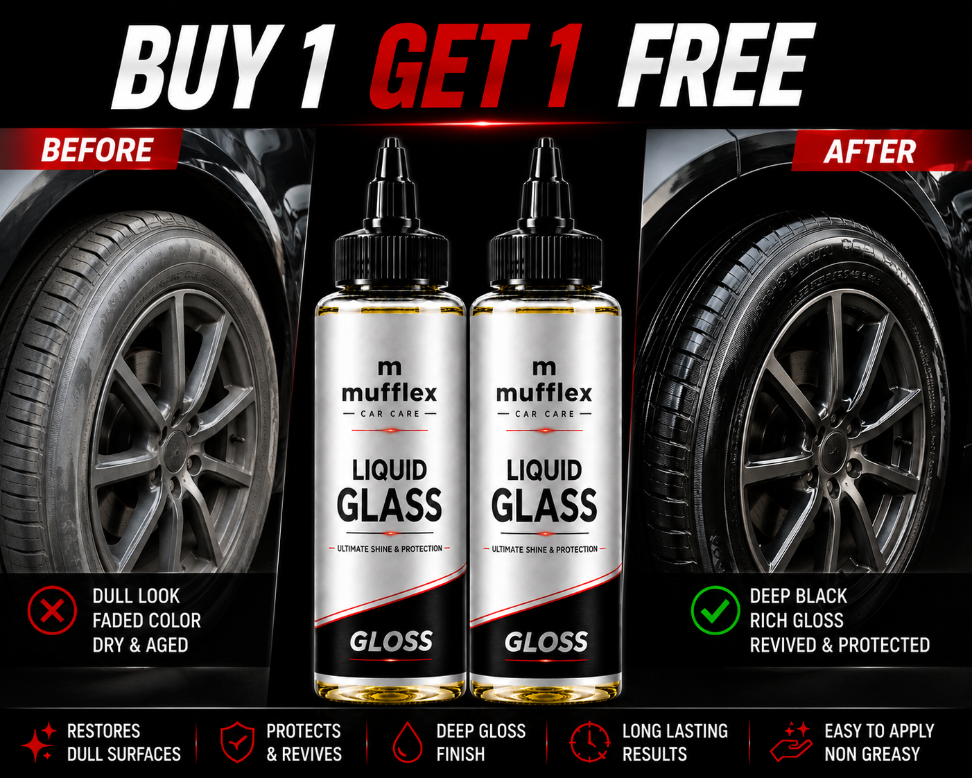 Dashboard • Plastic • Rubber • Vinyl • Trim Restorer - One Liquid Glass Formula
